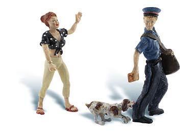 G Woodland Scenics A2560 Figuren-Set "Hund gegen Postbote"