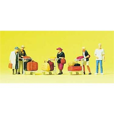 Preiser TT 75033 Figuren-Set Reisende mit Kofferkuli und Gepäck